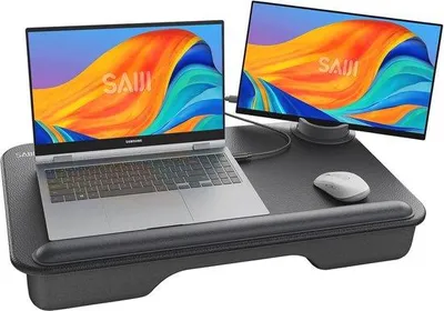 Produktbild von Famanu Laptopständer mit Telefonhalter und Handballenauflage - Für Notebooks bis 17" - Schwarz