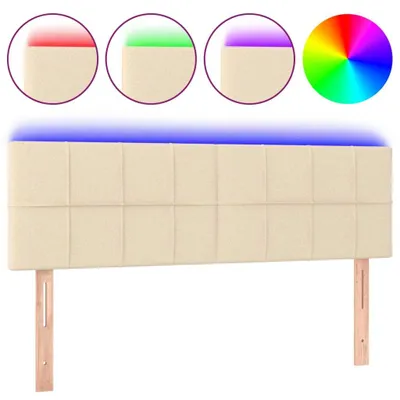 Produktbild von vidaXL LED Kopfteil Creme 144x5x78/88 cm Stoff