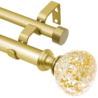 Produktbild von Goldene Doppel-Gardinenstange für Fenster, 121,9 bis 213,3 cm: Doppel-Fensterbeh