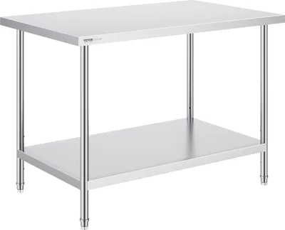 Produktbild von VEVOR Zubereitungstisch aus Edelstahl, Arbeitstisch aus Metall mit 3 einstellbaren Höhenstufen, gewerbliche Arbeitsstation für Küche, Garage, Restaurant, Hinterhof 762 x 1219 x 864 mm
