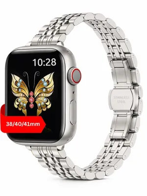 Image de S&T DESIGN Bracelet pour montre connectée Bracelet de remplacement en acier inoxydable pour Apple Watch Compatible avec l'Apple Watch 38 / 40 / 41 mm