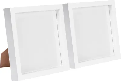 Produktbild von 2x weiß 8 "x 8" 3D Box Fotorahmen - stehendes hängendes Handwerk Schattenbildanzeige - von Nicola Spring