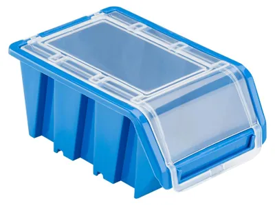 Immagine prodotto di Contenitore impilabile con coperchio - 15 x 10 x 7 cm - Blu - 1 scomparto - Plastica polipropilene
