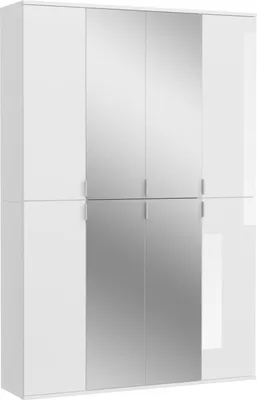 Image de Armoire 8 portes BODITE – 4 portes avec miroirs – Blanc laqué