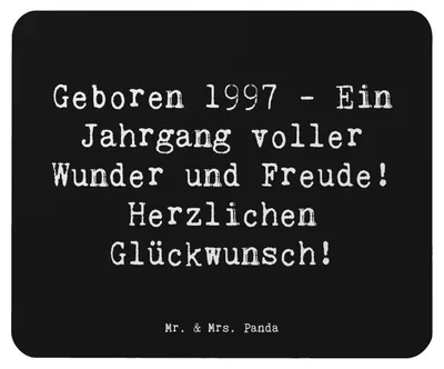 Produktbild von Mr. & Mrs. Panda Mousepad Spruch 1997 Geburtstag - Schwarz - Geschenk, Mouse Pad, besonderer Jahrgang, Mauspad, Geburtstagsfeier, mousematte, Happy Birthday, laptop