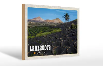Produktbild von Holzschild Reise 30x20cm Lanzarote Spanien La Geria Dorf