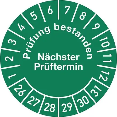 Produktbild von Mehrjahresprfplakette 30 mm Prfung bestanden 26-31 Folie