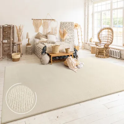 Image de Tapis salon à poils courts Motif bohème scandinave Moderne Couleur unie Décoration Dimensions 120 x 160 cm