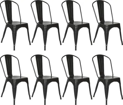 Produktbild von 8er Set Esszimmerstühle stapelbar Metall Industriedesign schwarz