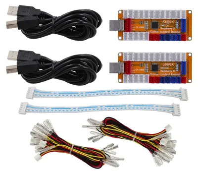 Immagine prodotto di Encoder USB per giochi arcade, senza ritardo, gamepad a 2 giocatori, con pulsanti LED, joystick e controller