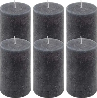 Zdjęcie produktu dla Zestaw świec rustykalnych, 11,5 cm, Ø 6,8 cm, antracyt, 6szt