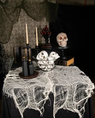 Produktbild von Beiger Halloween Deko Stoff im Fetzen-Look 300 x 75 cm