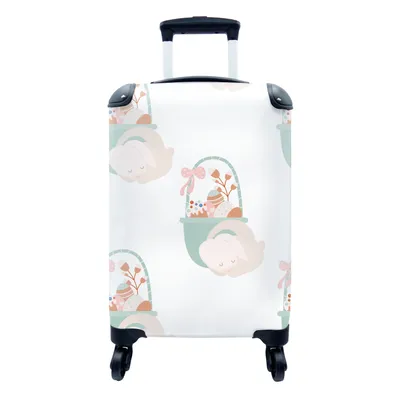 Produktbild von MuchoWow® Koffer Handgepäck Trolley Rollkoffer Kleine Reisekoffer mit 4 Rollen - Muster - Ostern - Osterkorb - Cabin Size < 55x40x23 cm & 55x40x20 cm - Fotokoffer - Kabinenkoffer - Boardgepäck - Reise-Box - Reisekoffer - Reisegepäck - Koffer mit Bild - Trolley für Kinder