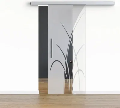 Produktbild von Pertura Glasschiebetür Komplettset Glera Green 02 1025x2050 mm Rechts inkl. Beschlag Selir Aluminium natur,Stangengriff