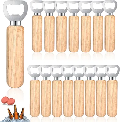Produktbild von Holzflaschenöffner 16 Stück, Ergonomischer Griff, Langlebiges Edelstahl, für Zuhause, Küche