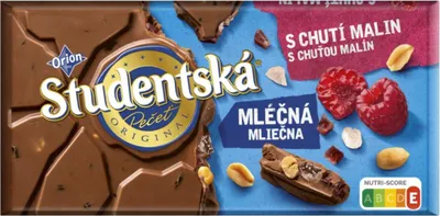 Zdjęcie produktu dla Studentska Czekolada Malinowa 170g z intensywnym malinowym nadzieniem