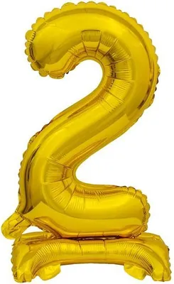 Obrázok produktu pre Fóliový balón číslo 2 zlatá narodeninová dekorácia 38 cm