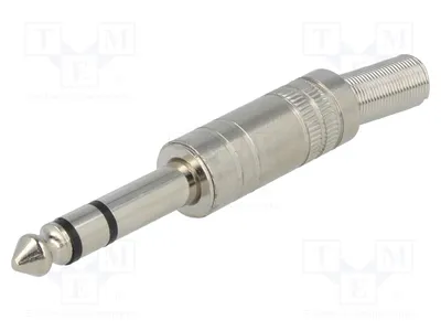 Immagine prodotto di 1 connettore stereo maschio con protezione per cavo, jack da 6,3 mm, diritto, connettore per cavi audio