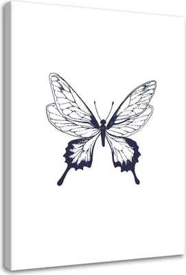 Produktbild von Leinwandbild gezeichneter schmetterling 60x90 cm Feeby grau wandbild bereit zum aufhängen