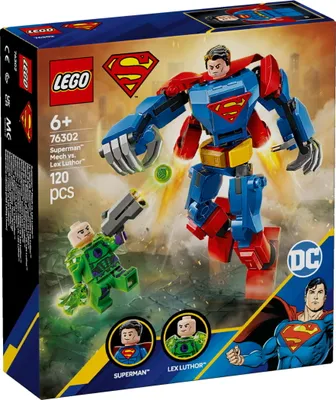 Productafbeelding van LEGO DC Superman Mech vs. Lex Luthor - Superheldenspeelgoed met 2 minifiguren - Bouwbare actiefiguur met beweegbare armen, benen en vingers - Cadeau voor jongens en meisjes vanaf 6 jaar, artikelnummer 76302