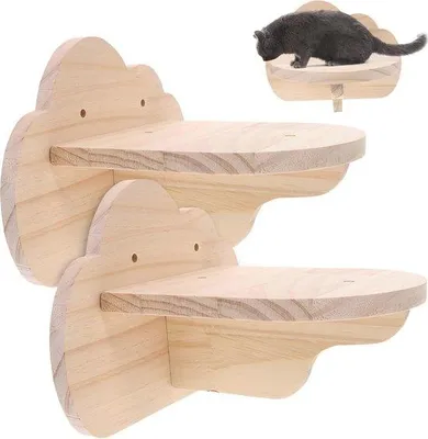 Produktbild von Famanu Katzenwandtreppe Set - Holz-Kletterstufen für Katzen