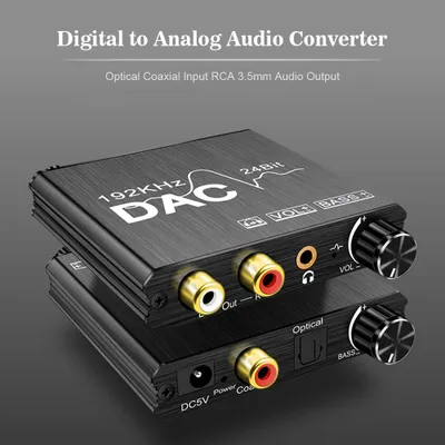 Zdjęcie produktu dla Konwerter cyfrowo-analogowy, 192 kHz, 24-bitowy przetwornik cyfrowo-analogowy (DAC), optyczne wejście koncentryczne, adapter wyjściowy 3,5 mm