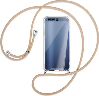 Produktbild von Handykette Backcover-Schutzhülle mit Band (Metall silberfarben) für Huawei P10 - beige