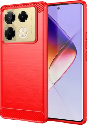 Produktbild von Hülle für Infinix Note 40 Pro 4G Carbon-Faser Weich TPU Silikon Stoßfest Handyhülle Rot