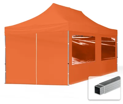 Produktbild von TOOLPORT 3x6m Aluminium Faltpavillon, inkl. 4 Seitenteile, orange