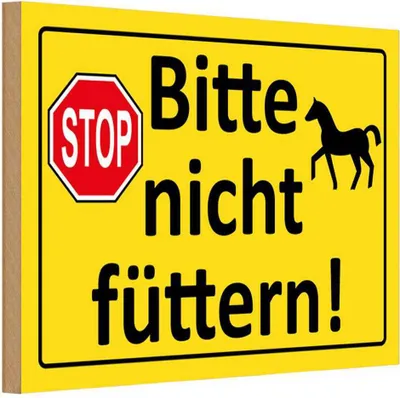 Produktbild von vianmo Holzschild 12x18 cm Stop Bitte nicht füttern Pferd Warnschild Hinweisschild