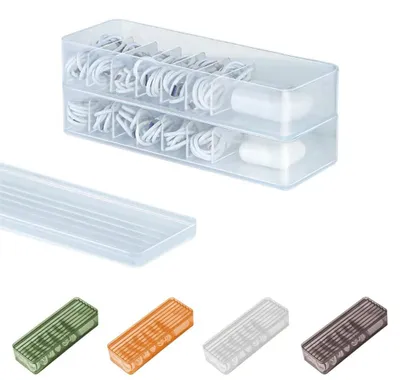 Produktbild von Kabelorganizer mit Deckel – 7 Fächer – Transparent