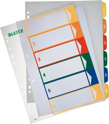 Produktbild von Register A4+ PP 1-6 grau Packung mit 20 Stück