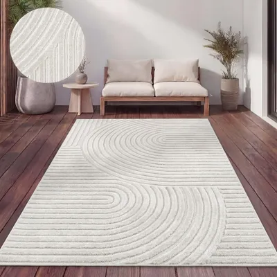 Image de Tapis d'extérieur Résistant aux intempéries Balcon Salon Scandinave Boho Unicolore Taille 240x340 cm