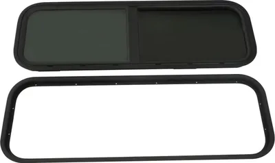 Produktbild von Wohnmobilfenster - Seitenfenster - 1000×400/900×300 mm - 8 Entwässerungsöffnungen - - Einfache Montage - 32 mm Wandstärke - Schwarzer Alurahmen