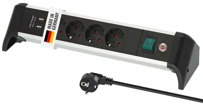 Produktbild von Brennenstuhl 1391040410, 1,8 m, Drinnen, Abgewinkelt, IP20, Schwarz, Silber, 4 AC-Ausgänge