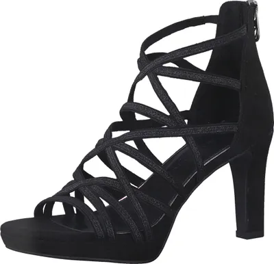 Produktbild von MARCO TOZZI Damen Sandalette Glitzer Kreuzriemen Reißverschluss 2-28373-20, Größe:37 EU, Farbe:Schwarz