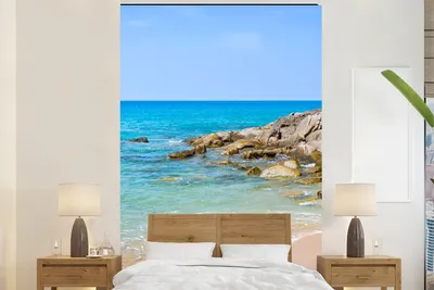 Produktbild von MuchoWow® Fototapete für Wohnzimmer oder Schlafzimmer Wandtapete Vinyl Motivtapete Strand - Meer - Tropisch - Sommer - 225x350 cm - Schlafzimmer tapete