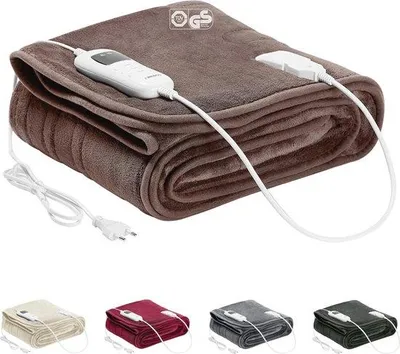 Imagen del producto de Manta eléctrica de 160 x 120 cm, lavable a máquina, transpirable, color marrón