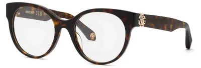 Immagine prodotto di Roberto Cavalli VRC027M 0722, montatura unisex in acetato, colore avana scuro, finitura lucida, modello a farfalla