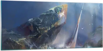 Produktbild von Bilder auf glas - Meer Segelboot - 120x50cm - Glasbilder - Wandbilder - Kunstdruck - zum Aufhängen bereit - Wanddekoration aus Glas - Glas Bilder - Wandbild auf Glas - Einteilig - GAB120x50-3923