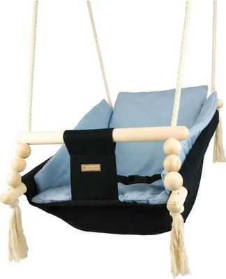 Immagine prodotto di Altalena-sdraietta a dondolo per bambini con cinture di sicurezza e copertina, colore blu scuro