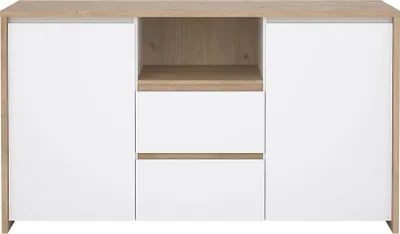 Productafbeelding van Next dressoir 2 deuren, 2 lades, 1 plank eiken decor, wit hoogglans.