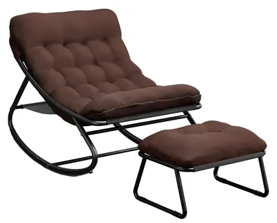 Immagine prodotto di Sedia a dondolo - Poltrona - Poltrona relax - Sedia a dondolo con poggiapiedi - Con cuscino imbottito - Con struttura in metallo