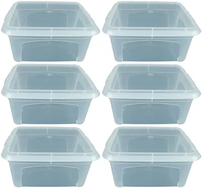 Produktbild von 6x Aufbewahrungsbox 2l transparent mit Deckel - Stapelbox klein Plastikbox Kunststoff plastic storage Box multibox 20cm