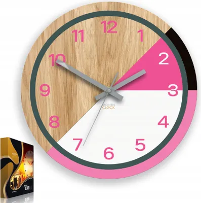 Produktbild von ModernClock, Wanduhr, Wohnzimmer, 33cm, große Wanduhr aus Eiche, Lagos