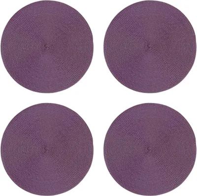 Produktbild von Tischset 4er Set Aubergine rund 35 cm Ø Platzset abwaschbar Platzdeckchen geflochtene Optik