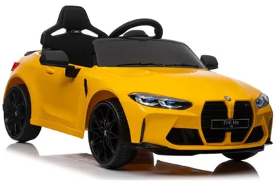 Image de Voiture électrique BMW M4 à batterie, voiture jaune pour enfants, voiture électrique
