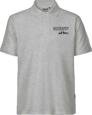 Produktbild von Huuraa Herren Polo Shirt Herferin mit Herz S Sport Grey Bio Baumwolle Fairtrade Poloshirt Geschenkidee