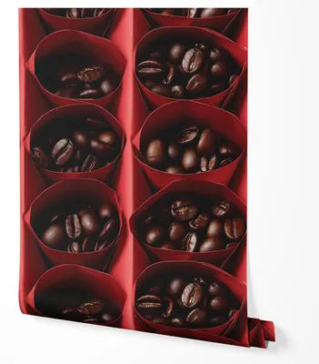 Produktbild von Vliestapete Kaffeebohnen in Bechern Kaffee Abwaschbar Wohnzimmer 4x2,5 Rot