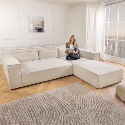 Produktbild von riess-ambiente Modernes Ecksofa BOSSA NOVA 265cm beige Strukturstoff L-Form 3-Sitzer Couch Eckcouch Sofa